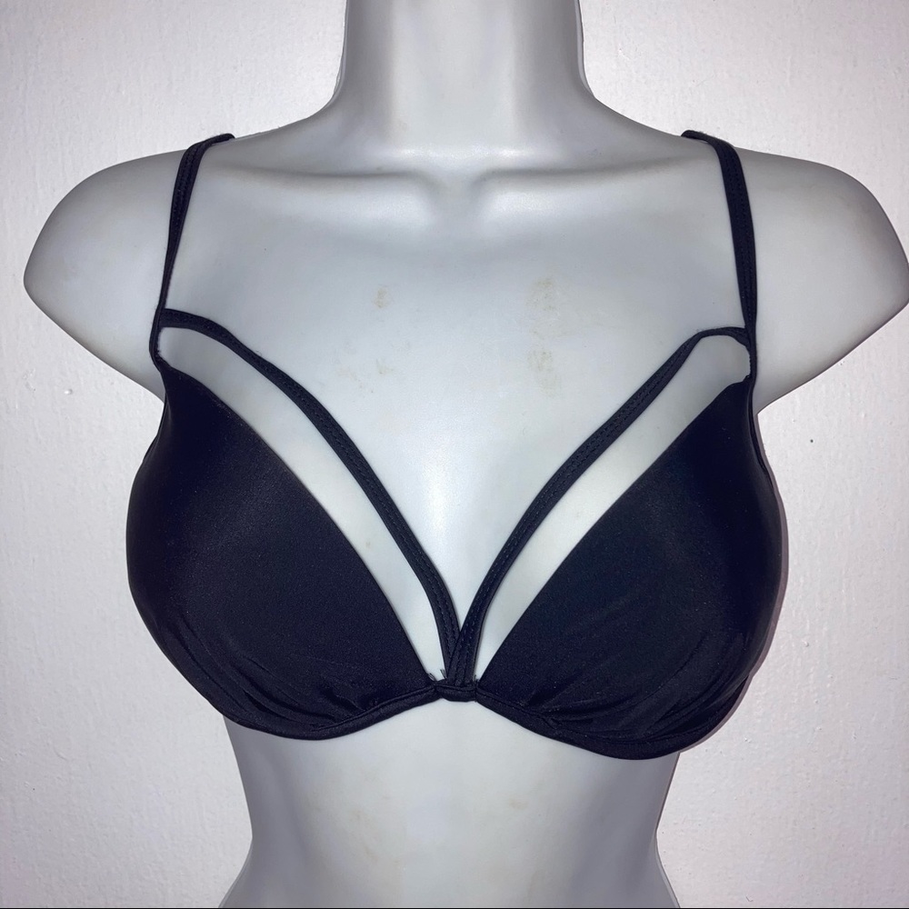 Rue21 Rue Bleu Black Bikini Push Up Bra Top L Strappy